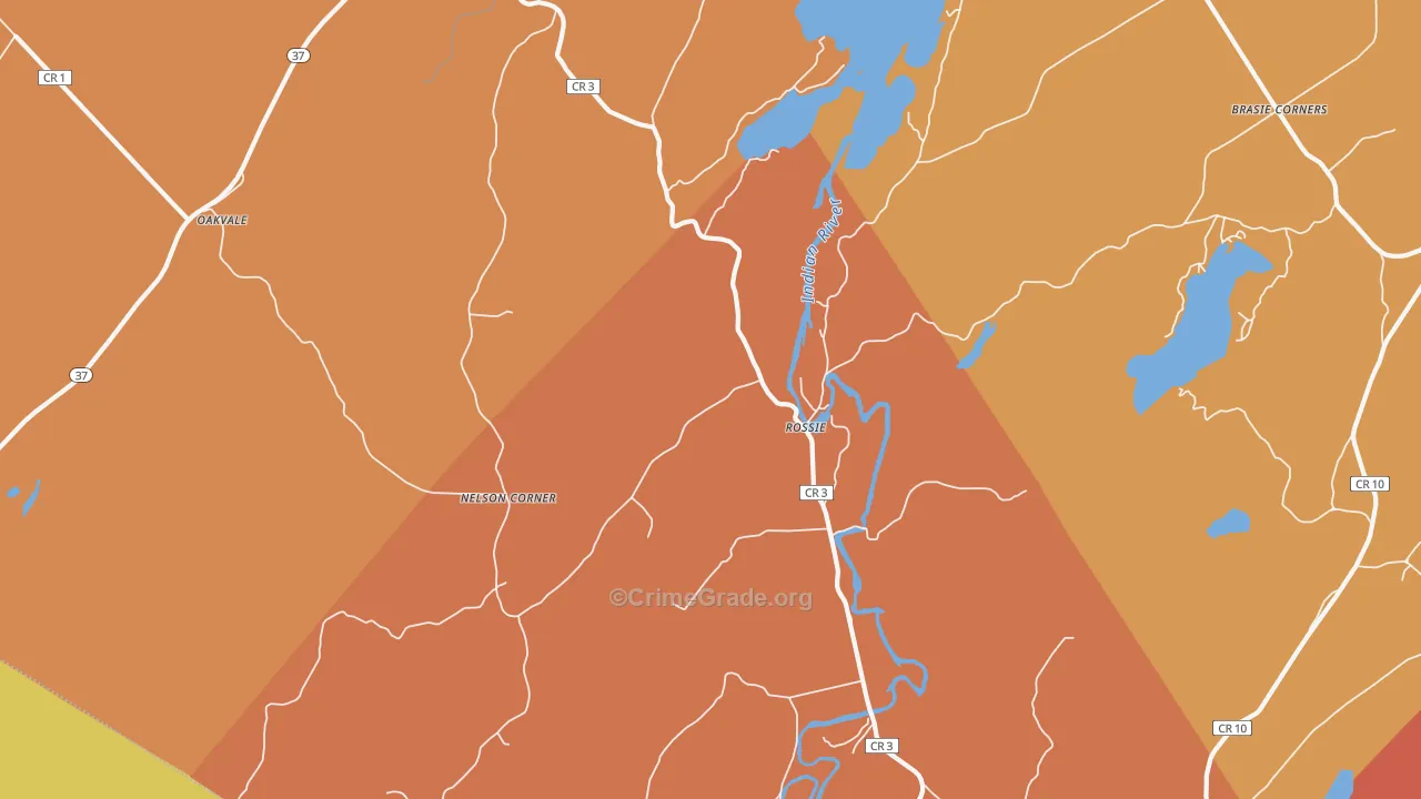 Rossie, NY Map of Robbery Rates