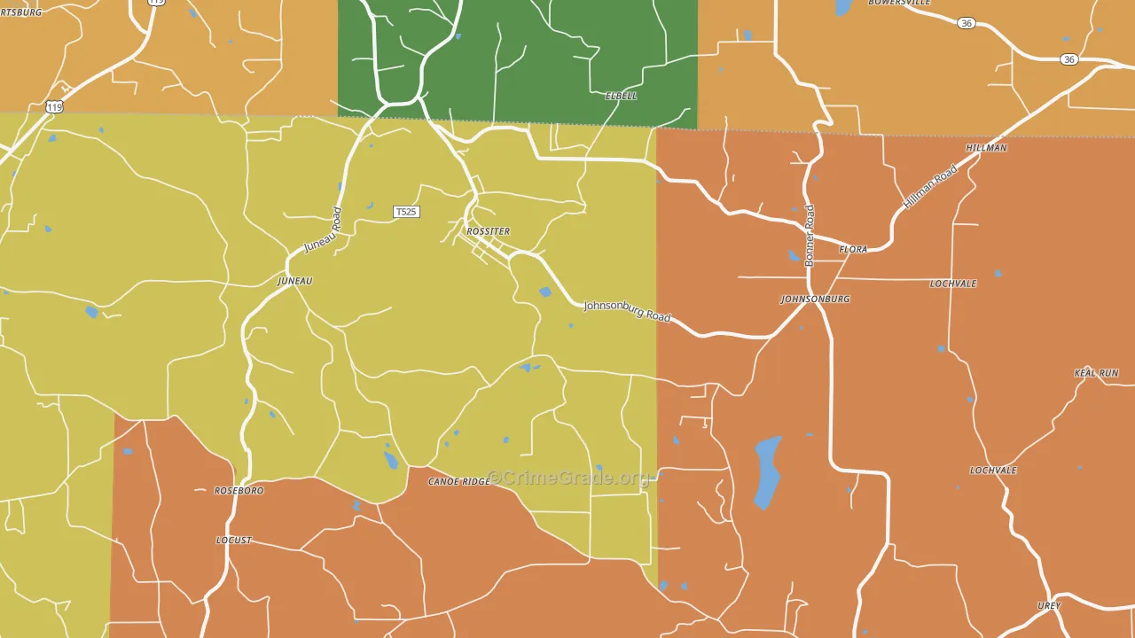 Rossiter, PA Map of Robbery Rates