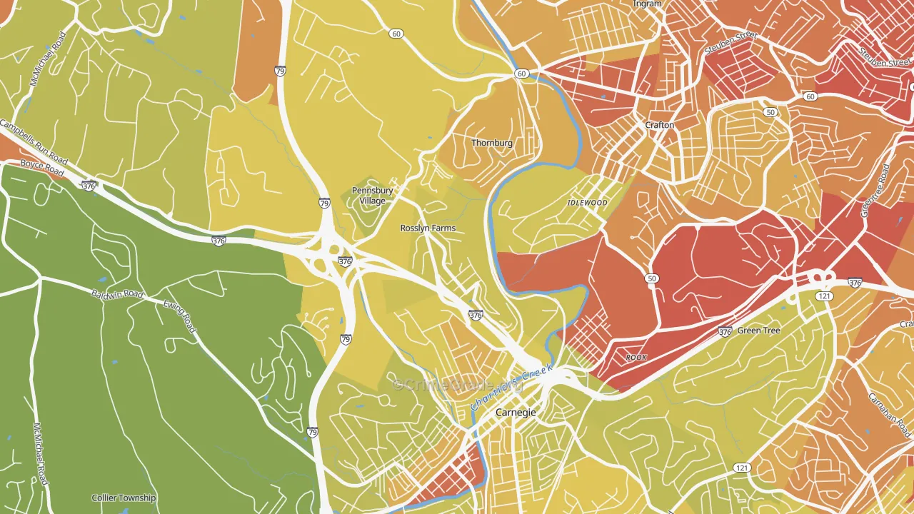 Rosslyn Farms, PA Map of Robbery Rates