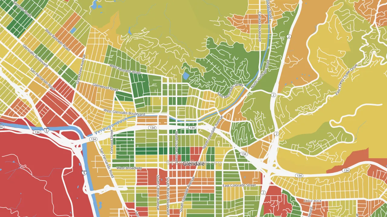 Rossmoyne, Glendale, CA Map of Robbery Rates