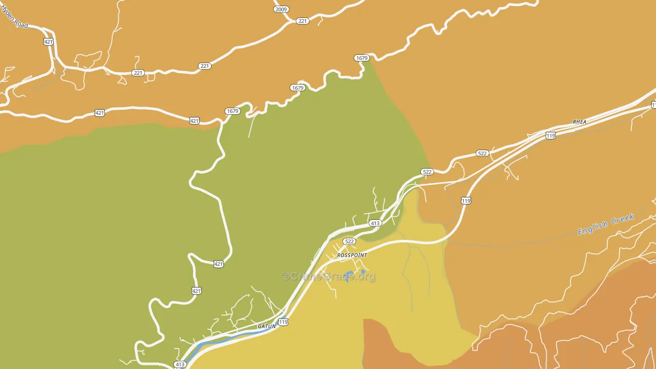 Rosspoint, KY Map of Robbery Rates
