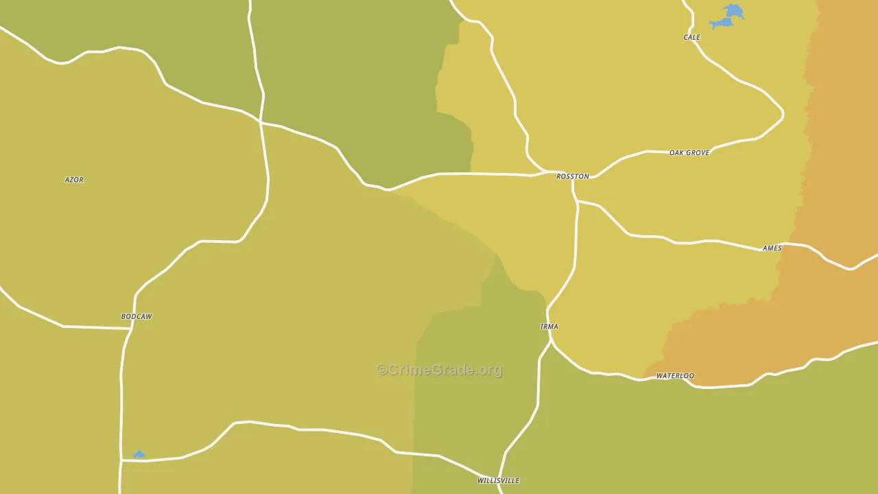 Rosston, AR Map of Robbery Rates