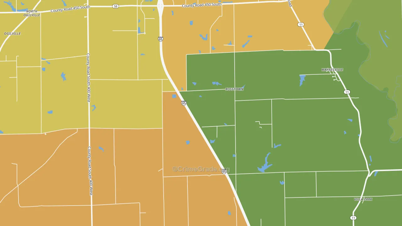 Rosstown, IN Map of Robbery Rates