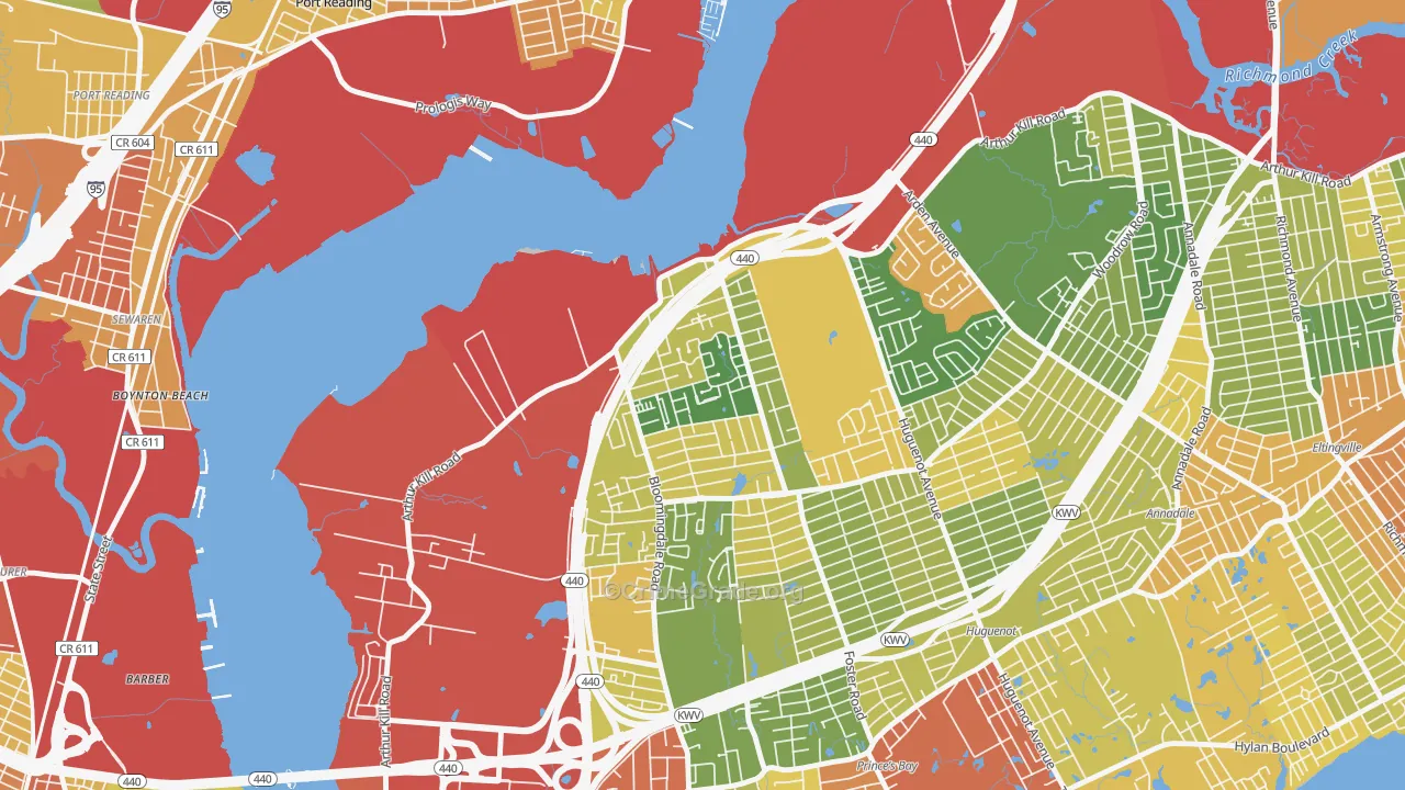 Rossville, Staten Island, NY Map of Robbery Rates