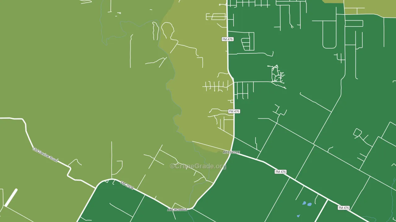 Rossville, TX Map of Robbery Rates