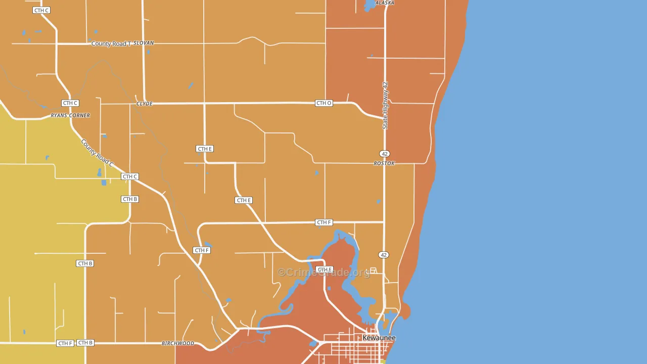 Rostok, WI Map of Robbery Rates