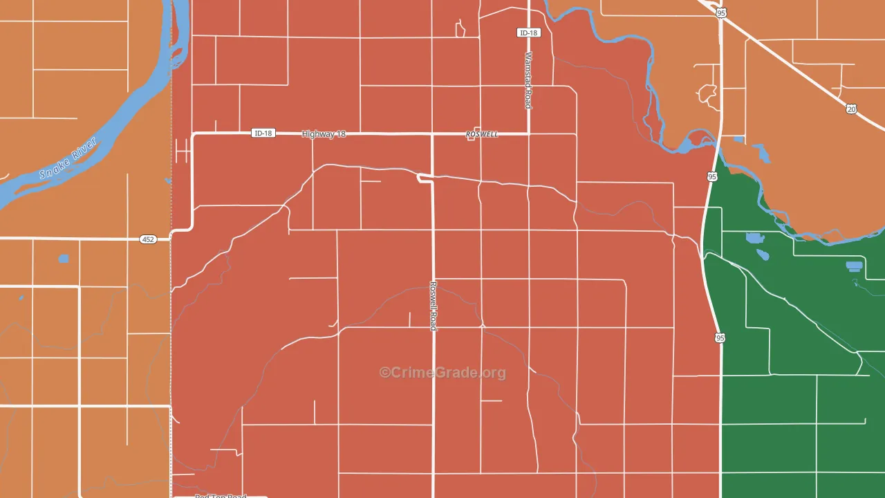 Roswell, ID Map of Robbery Rates
