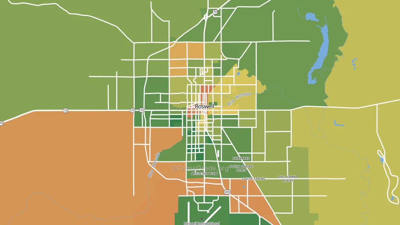Roswell, NM Map of Robbery Rates