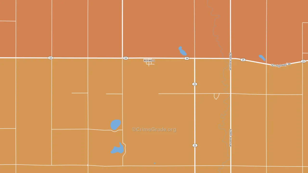 Roswell, SD Map of Robbery Rates