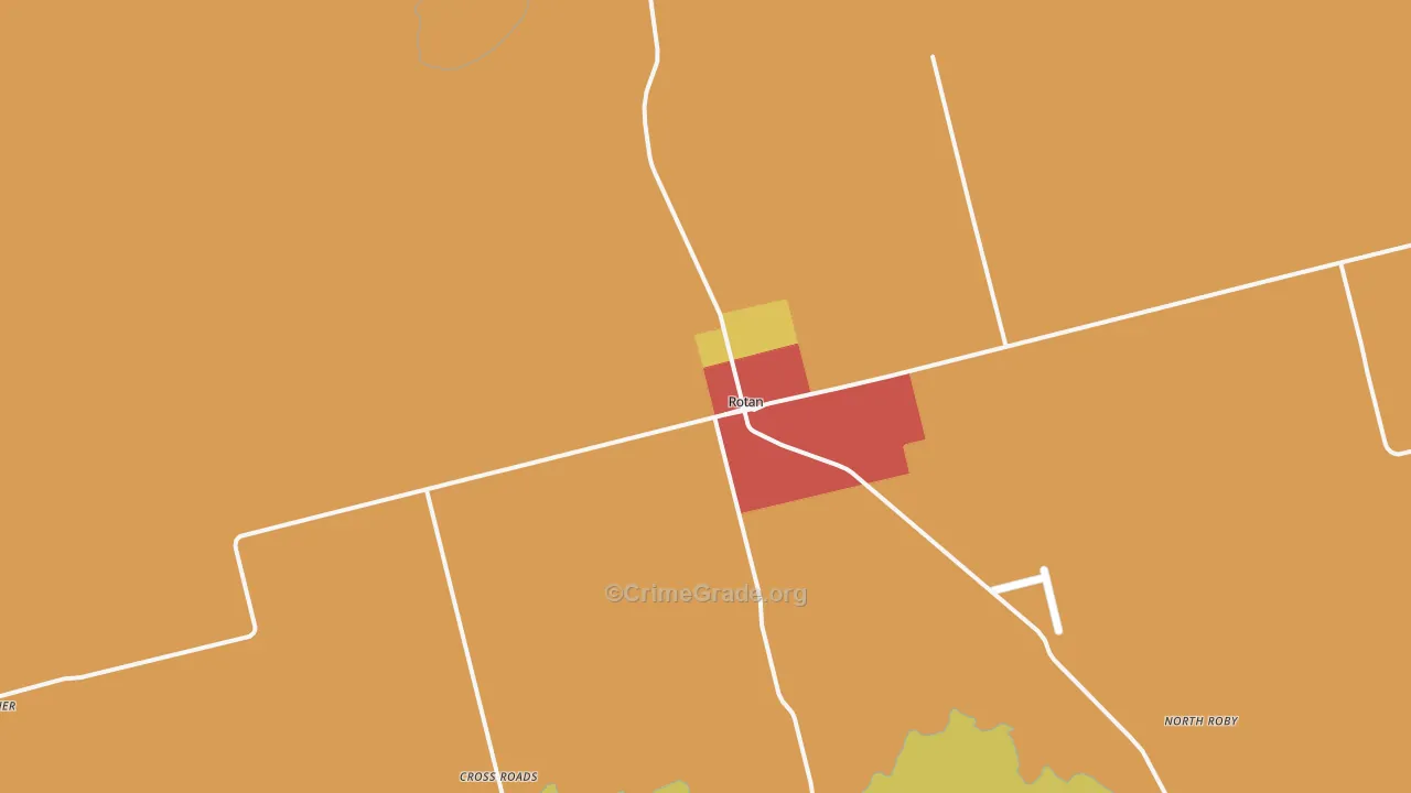 Rotan, TX Map of Robbery Rates