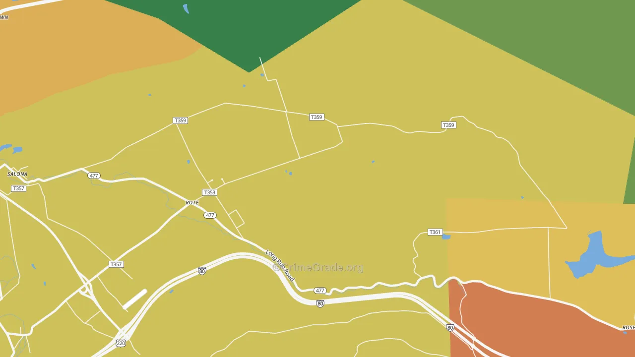 Rote, PA Map of Robbery Rates