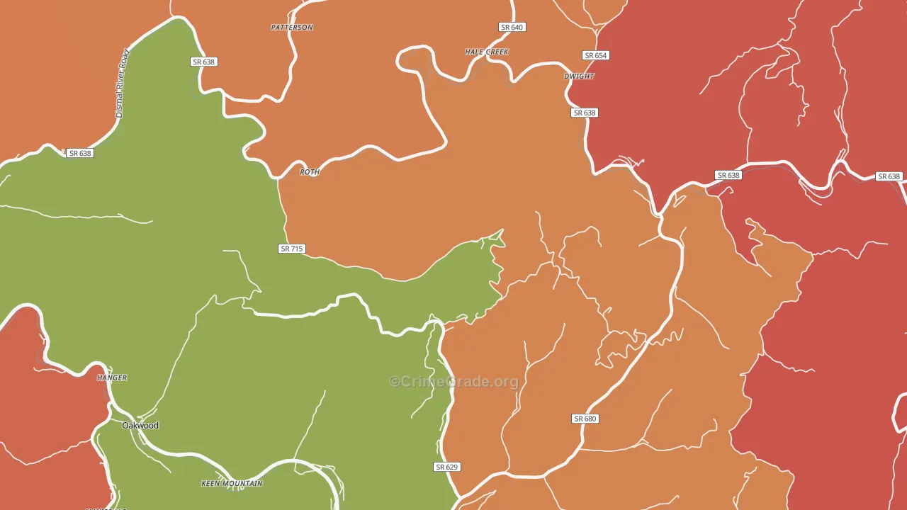 Roth, VA Map of Robbery Rates