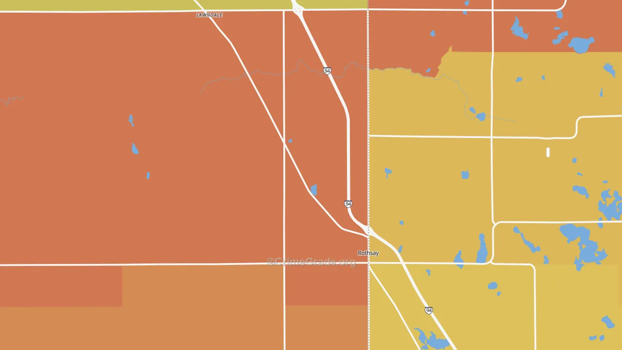 Rothsay, MN Map of Robbery Rates