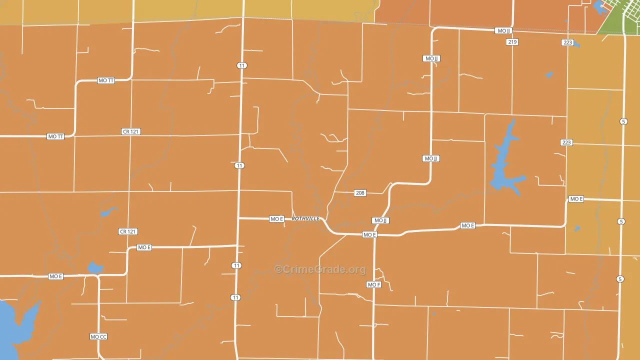 Rothville, MO Map of Robbery Rates