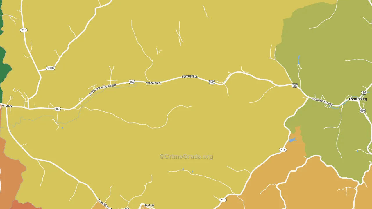 Rothwell, KY Map of Robbery Rates
