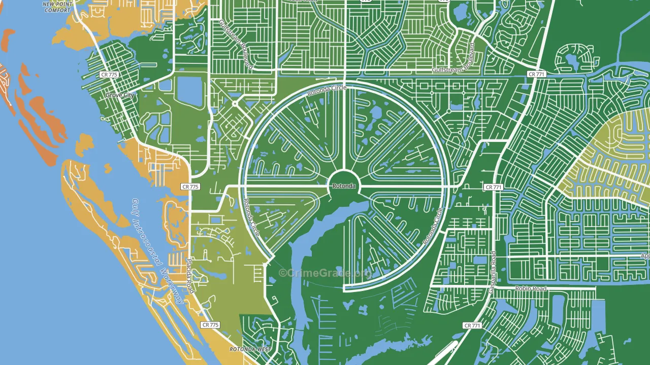 Rotonda, FL Map of Robbery Rates