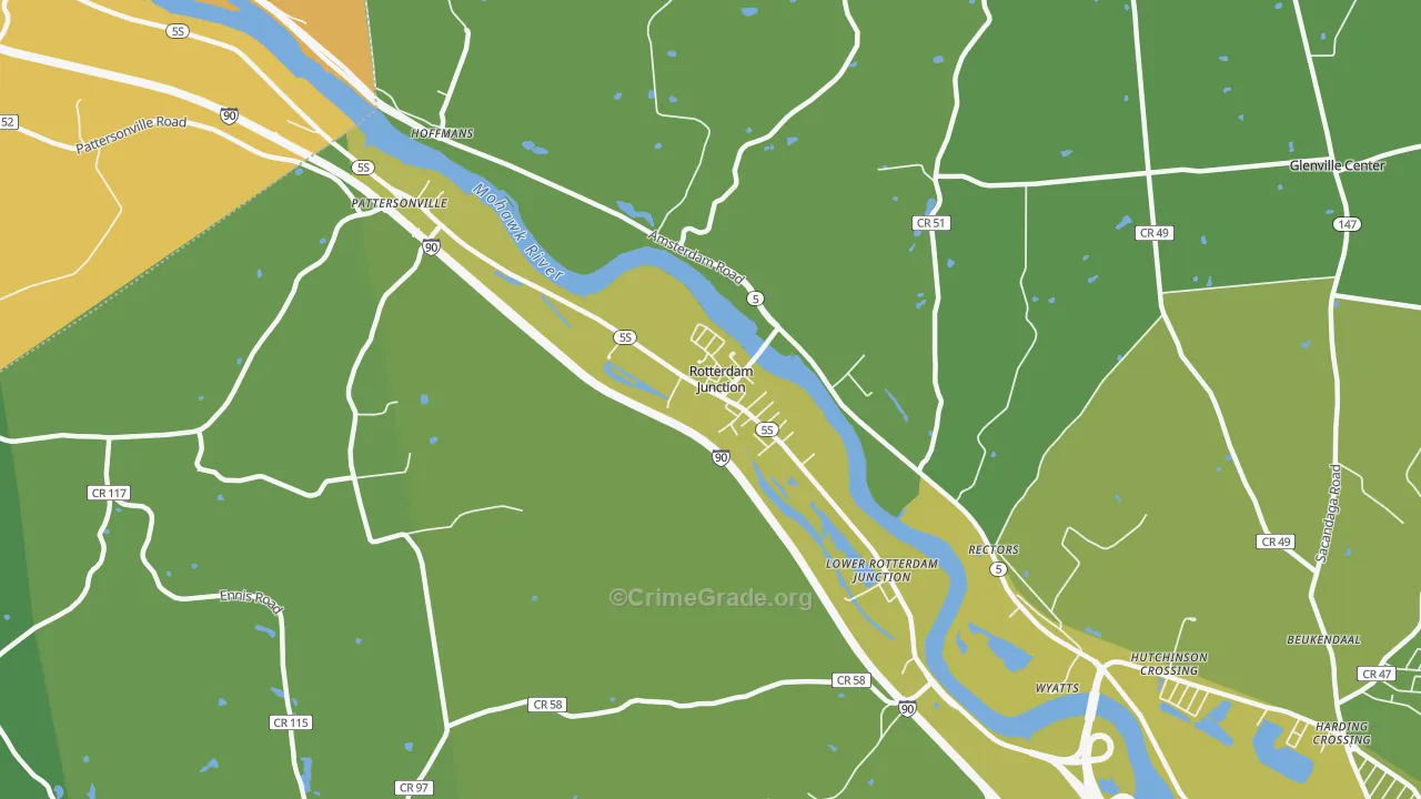 Rotterdam Junction, NY Map of Robbery Rates