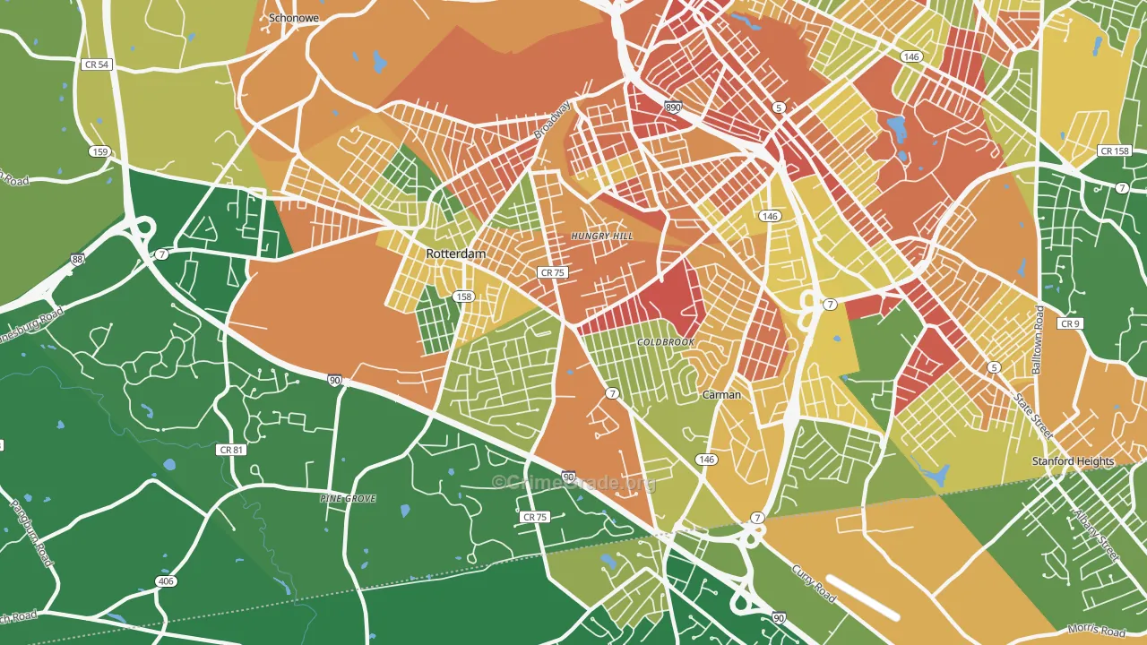 Rotterdam, NY Map of Robbery Rates