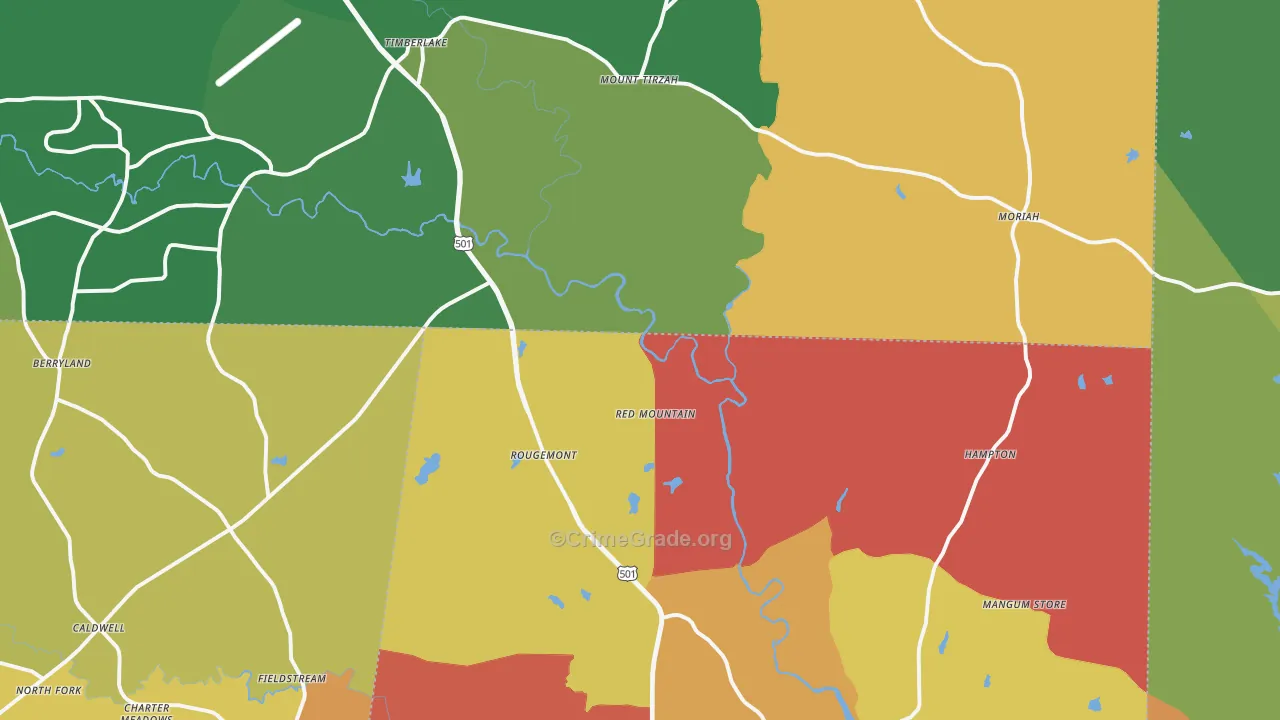 Rougemont, NC Map of Robbery Rates