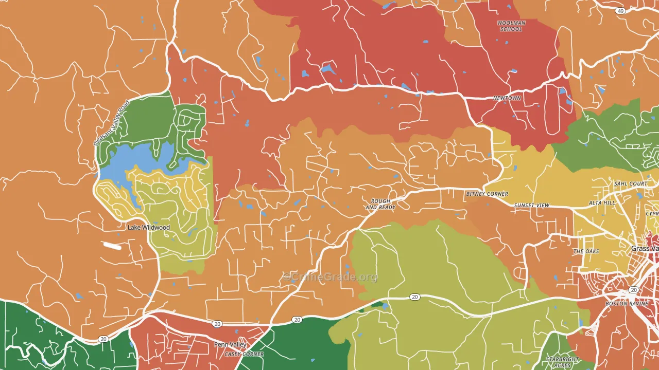 Rough And Ready, CA Map of Robbery Rates