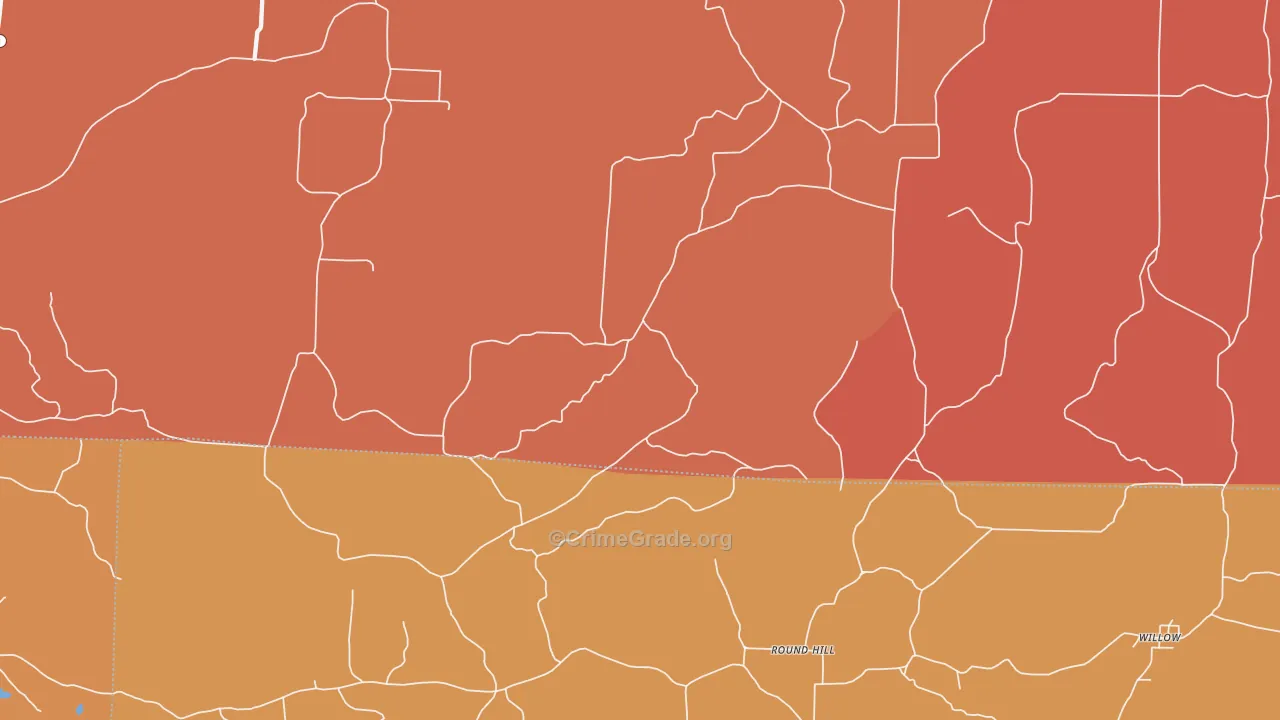 Round Hill, AR Map of Robbery Rates