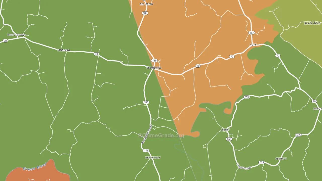 Round Hill, KY Map of Robbery Rates
