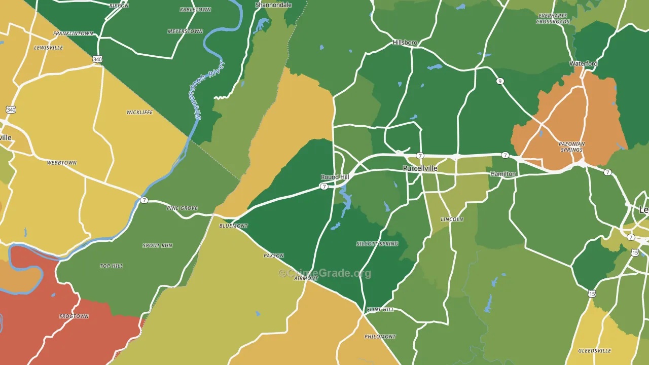 Round Hill, VA Map of Robbery Rates