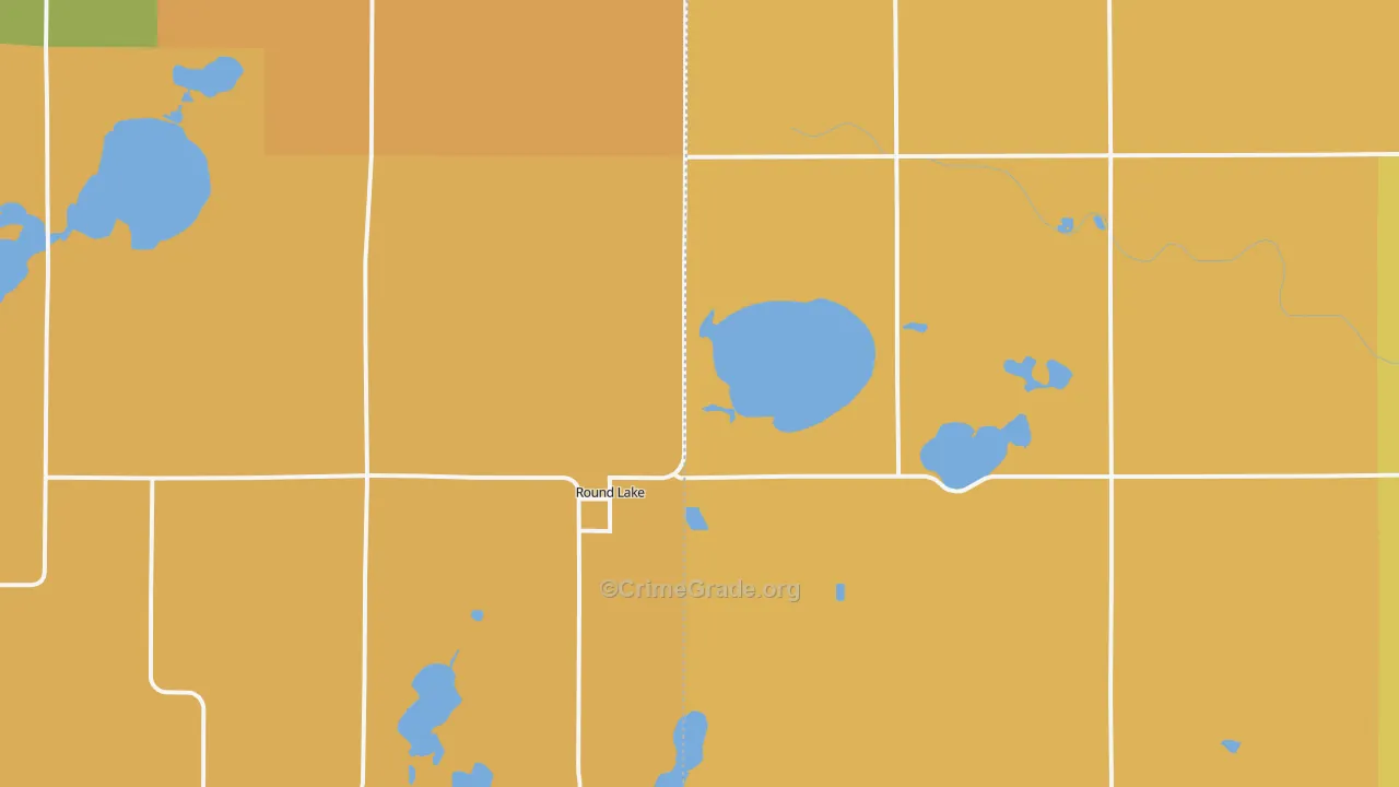 Round Lake, MN Map of Robbery Rates