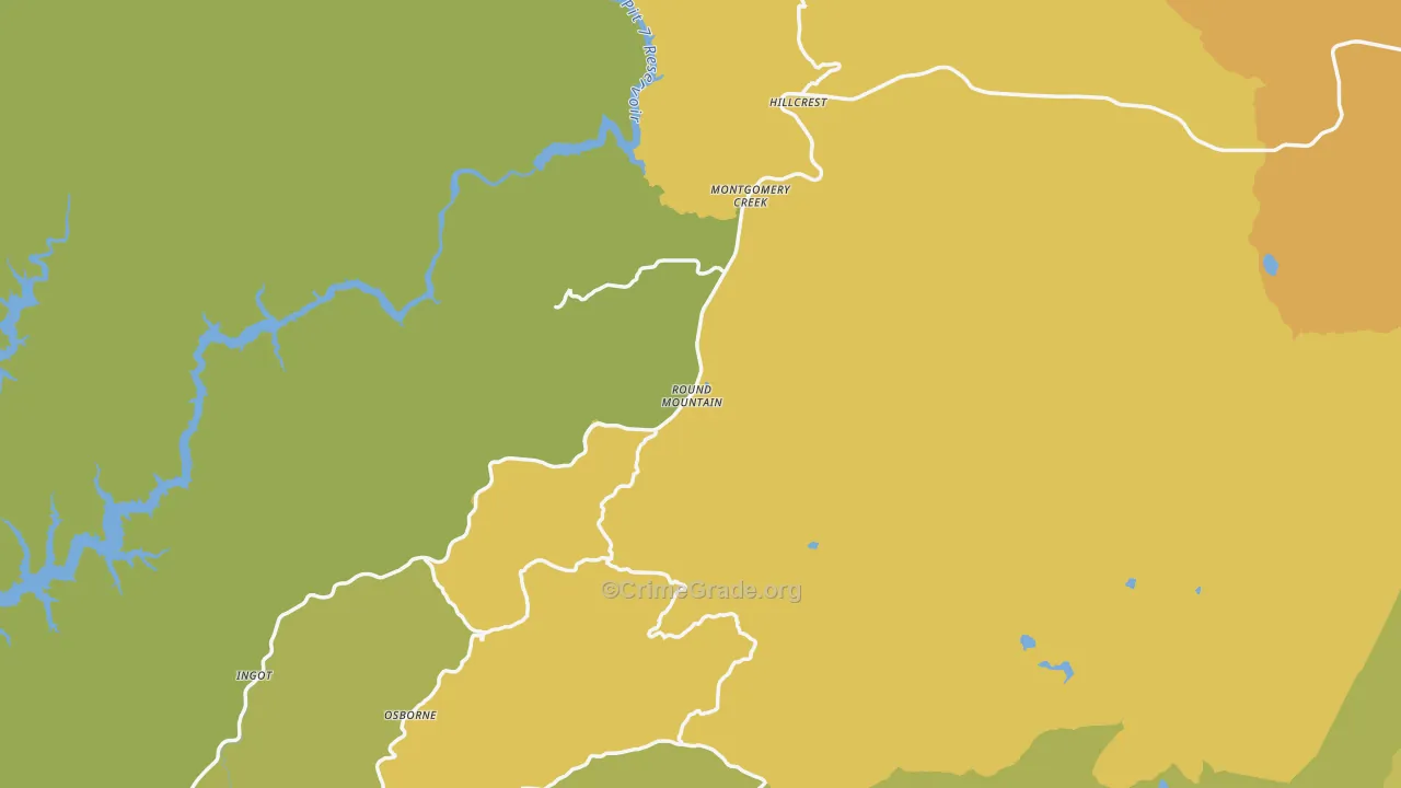 Round Mountain, CA Map of Robbery Rates