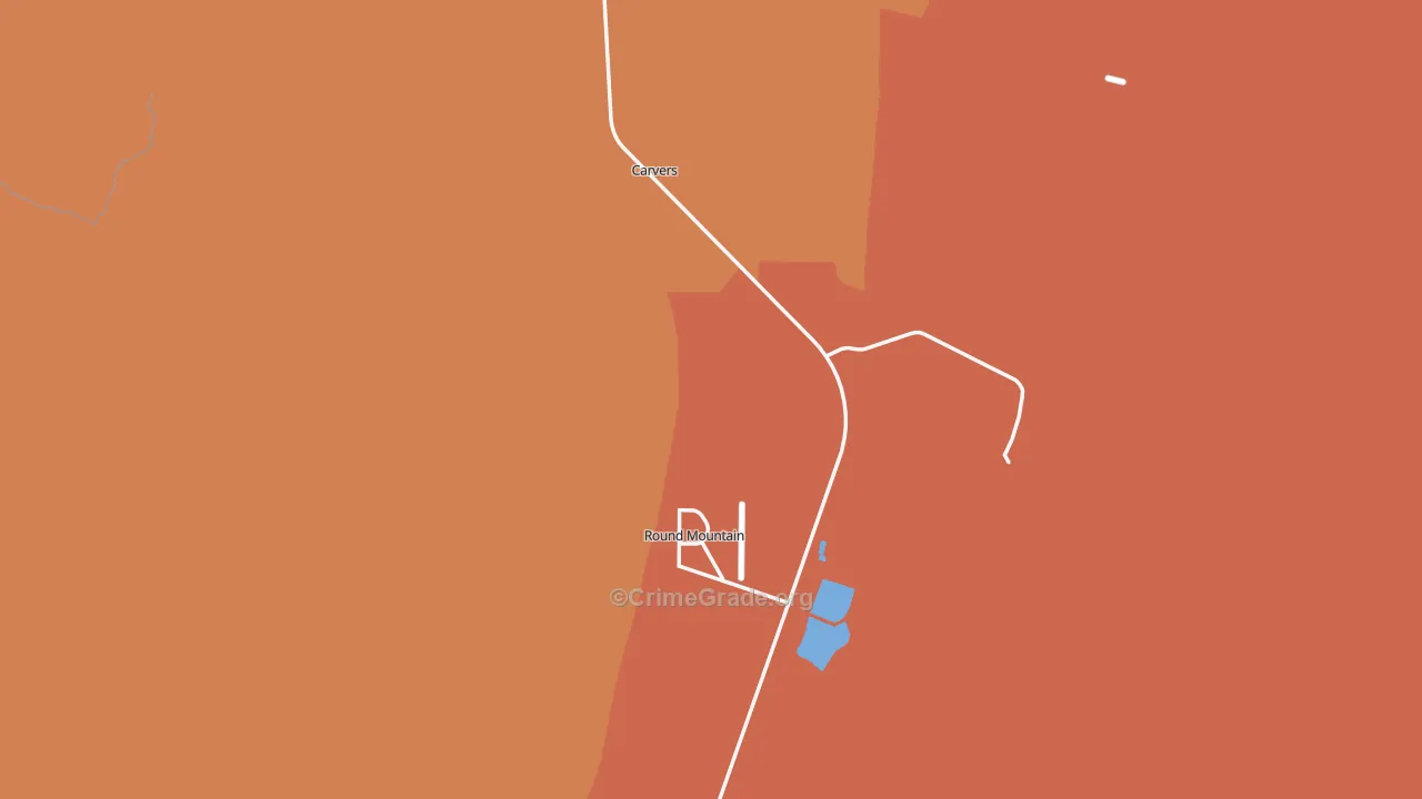 Round Mountain, NV Map of Robbery Rates