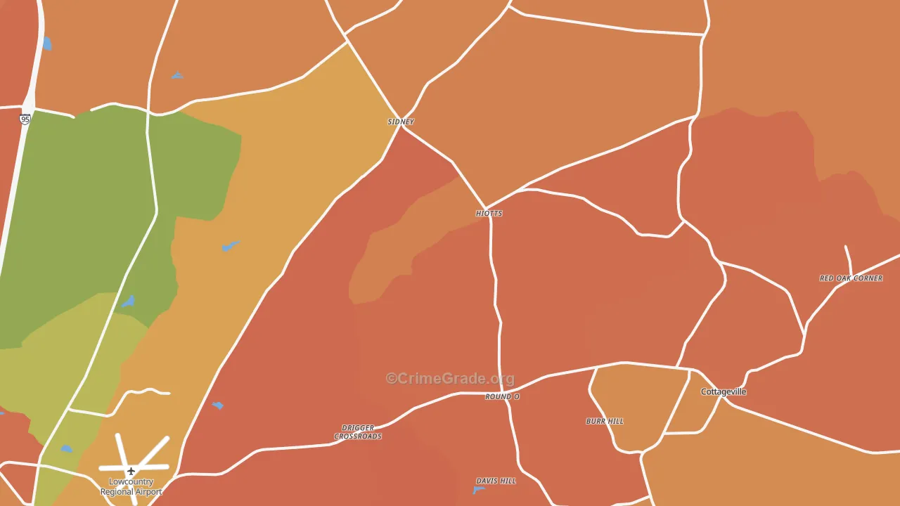Round O, SC Map of Robbery Rates
