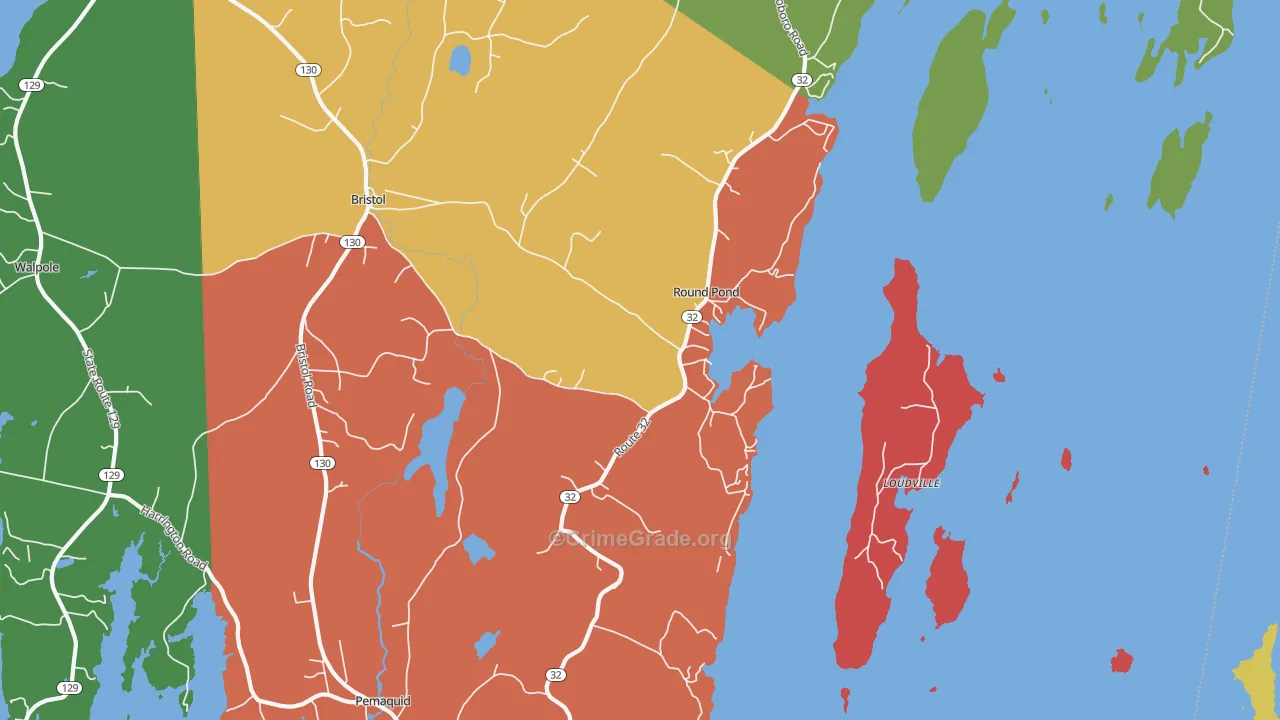 Round Pond, ME Map of Robbery Rates