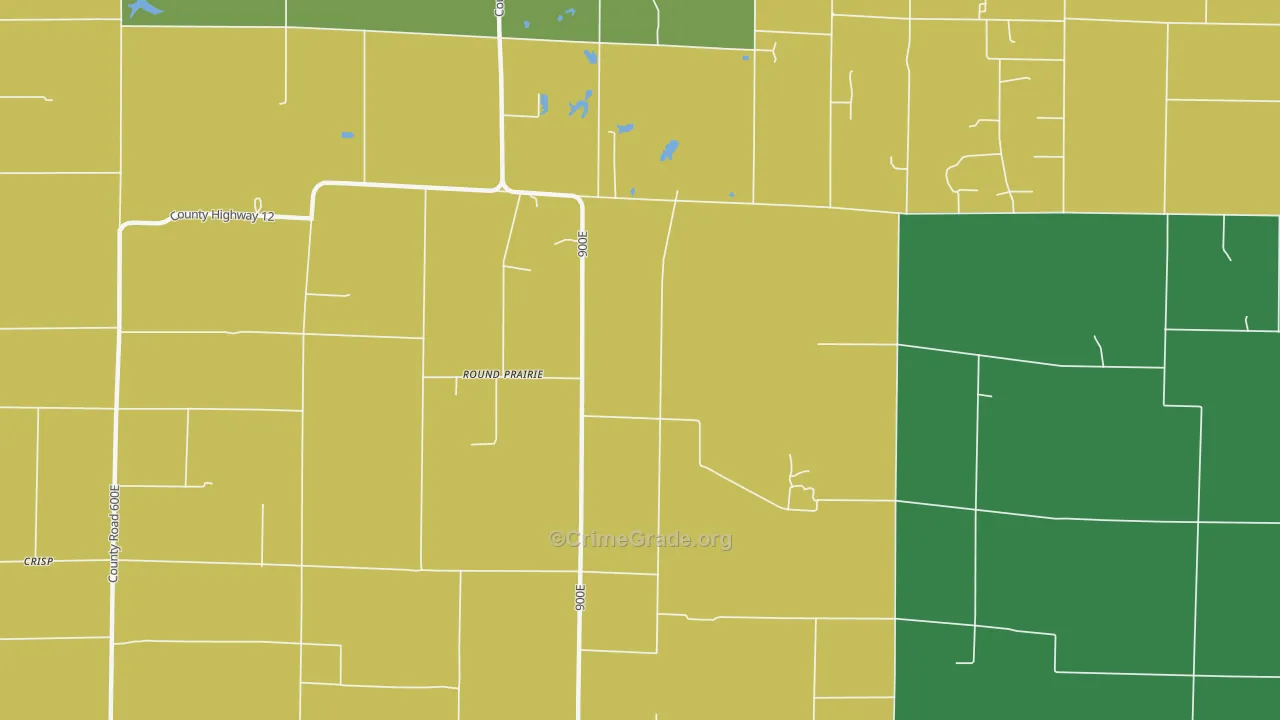 Round Prairie, IL Map of Robbery Rates