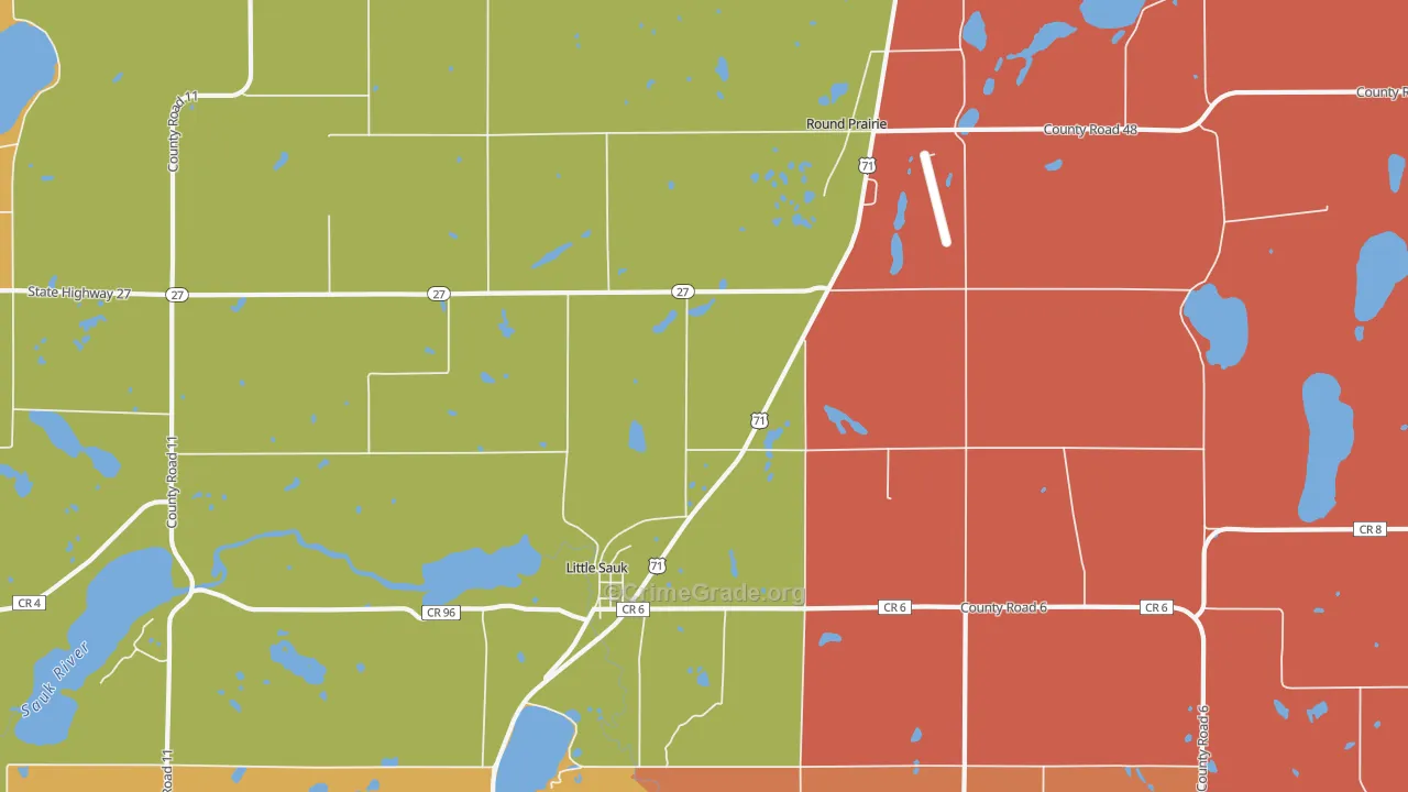Round Prairie, MN Map of Robbery Rates