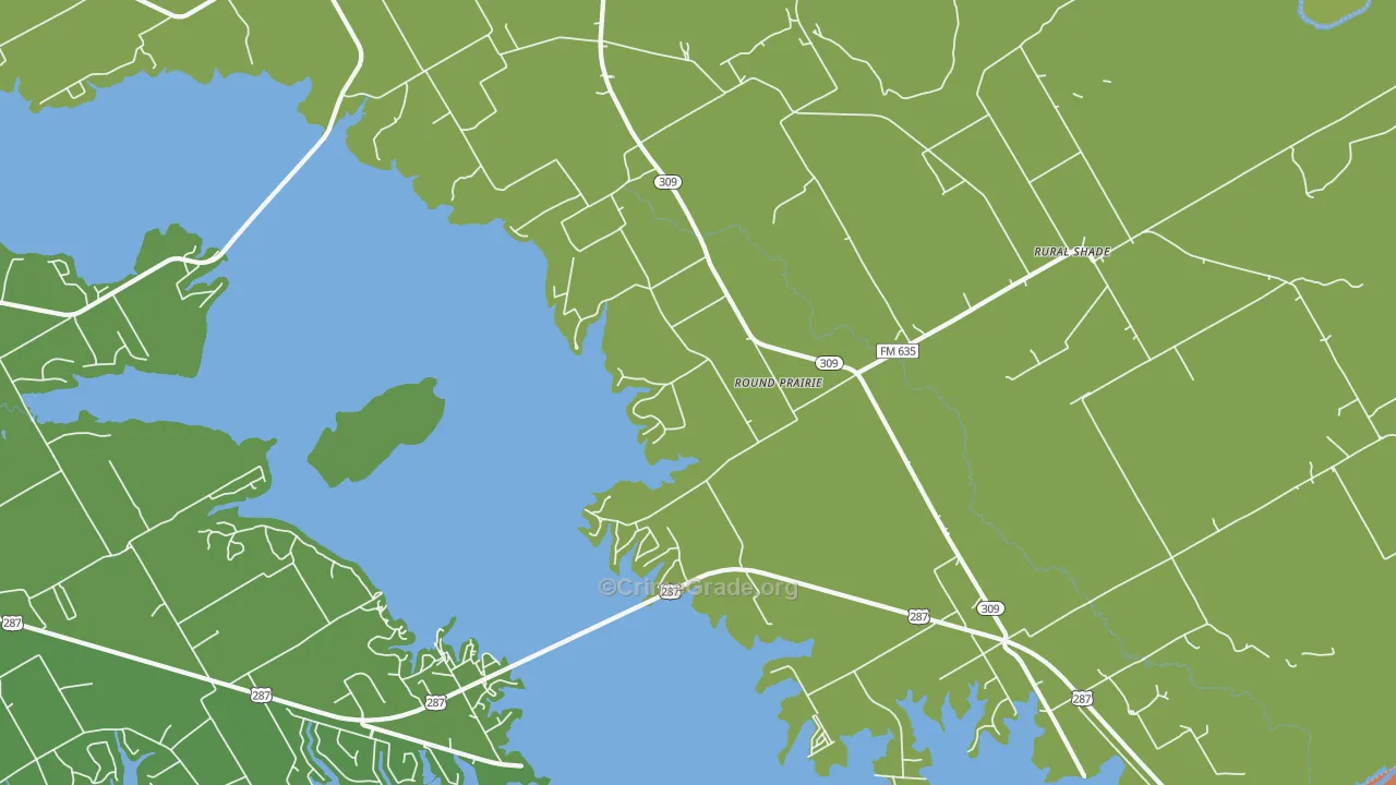 Round Prairie, TX Map of Robbery Rates
