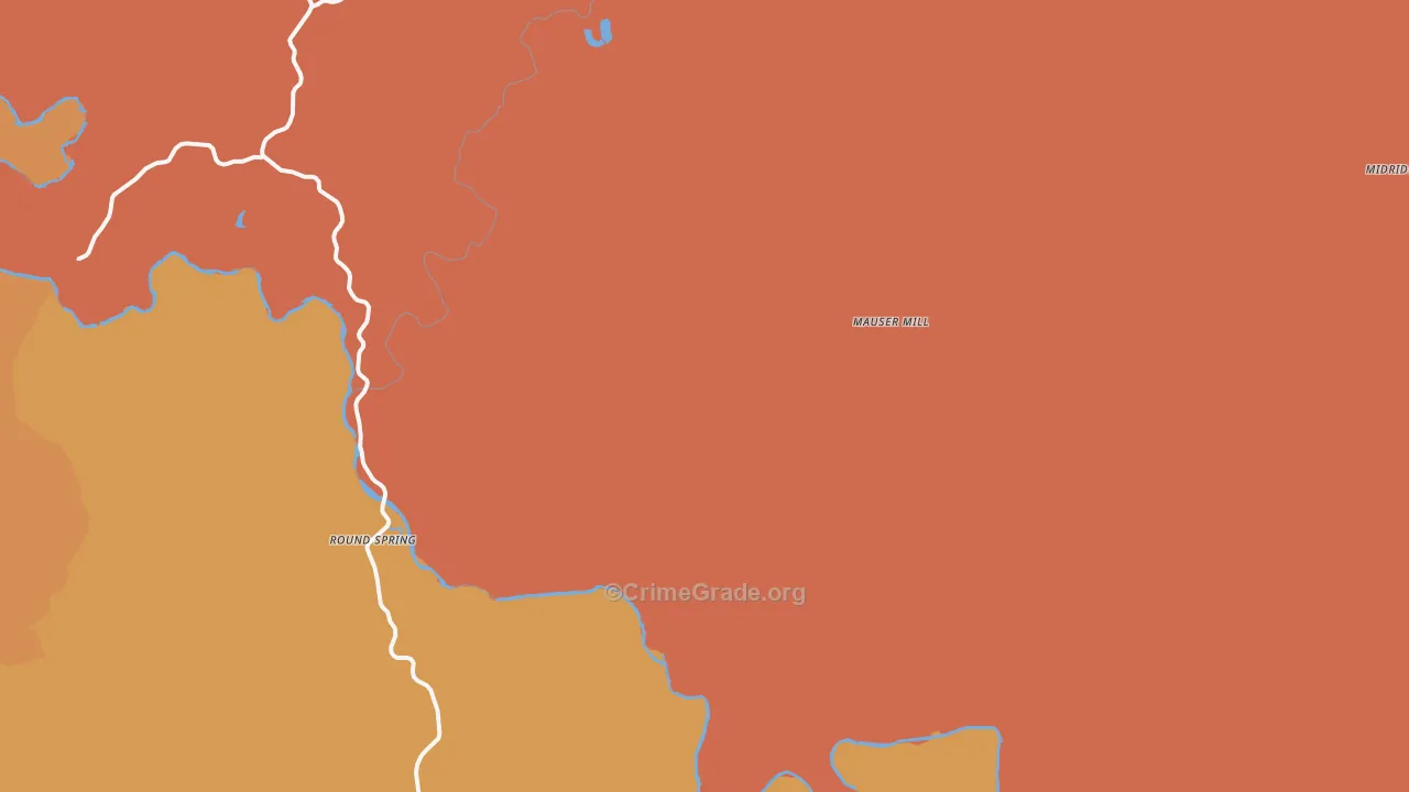 Round Spring, MO Map of Robbery Rates