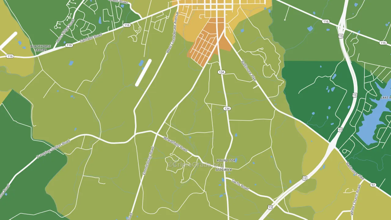 Round Top, PA Map of Robbery Rates