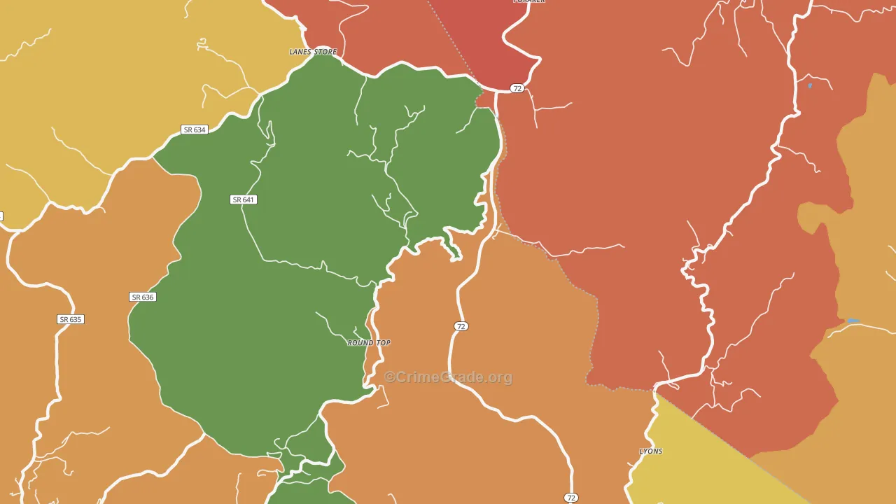 Round Top, VA Map of Robbery Rates