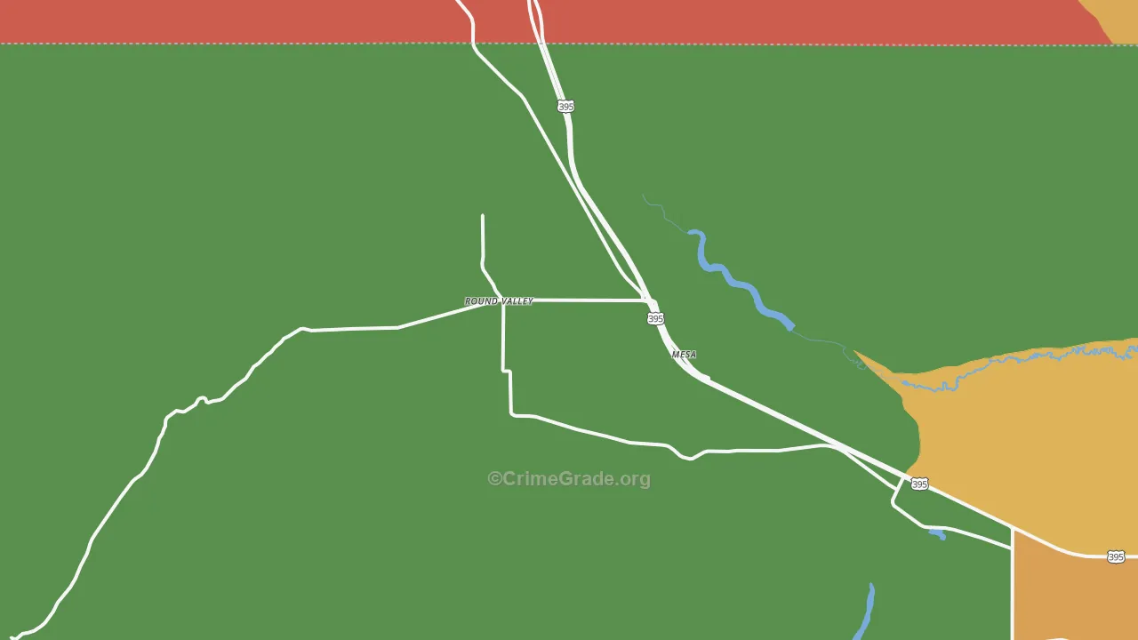 Round Valley, CA Map of Robbery Rates