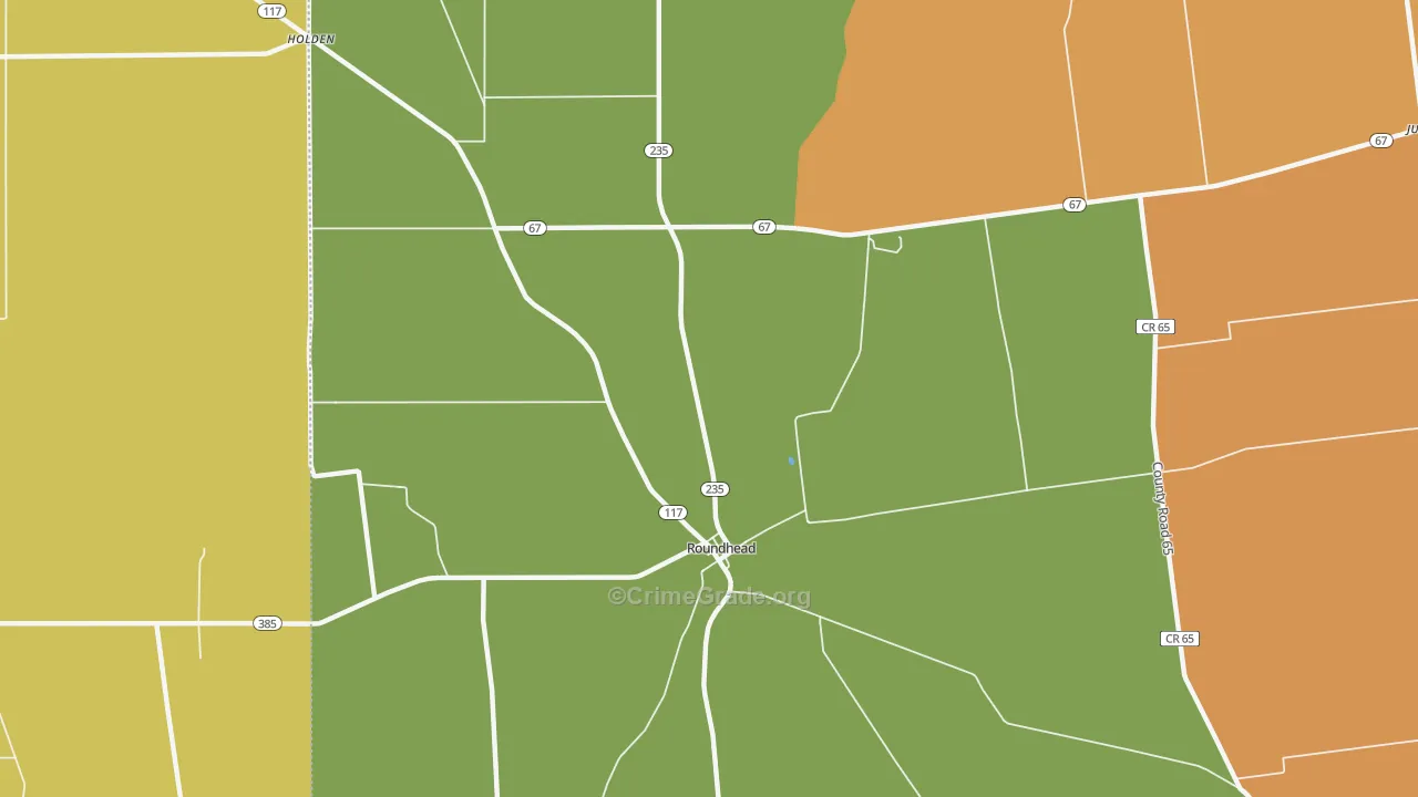 Roundhead, OH Map of Robbery Rates