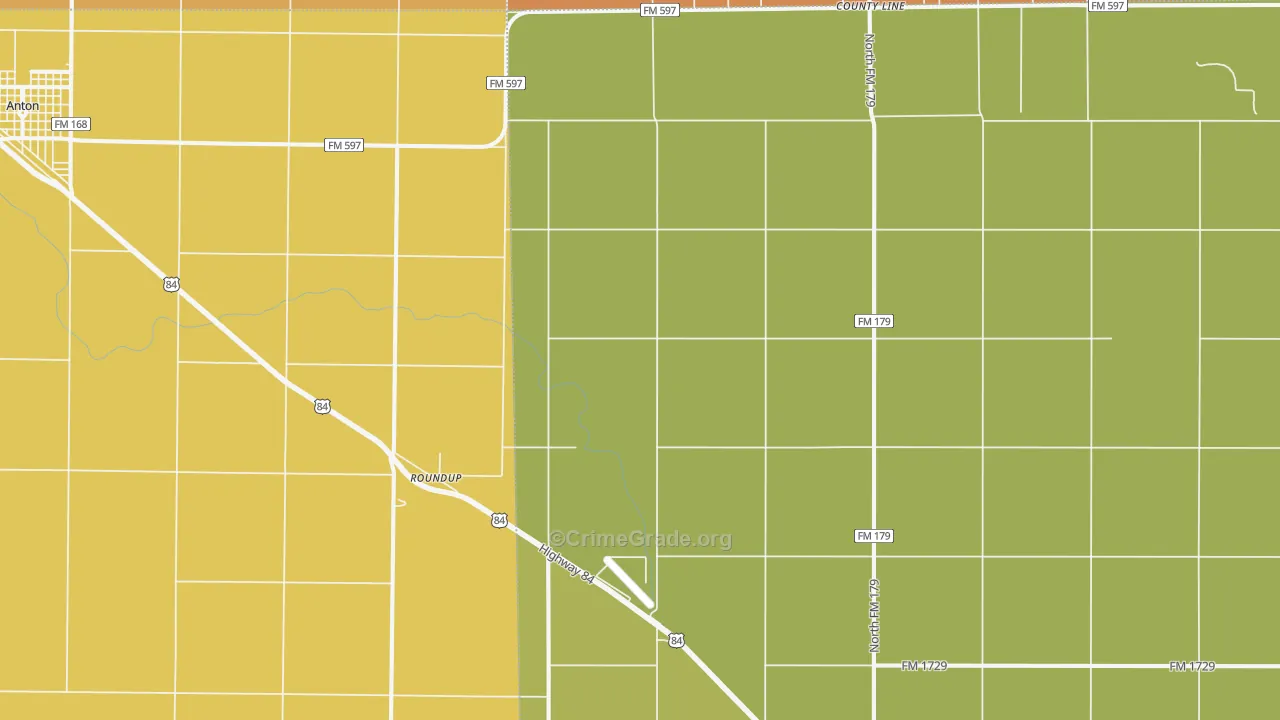 Roundup, TX Map of Robbery Rates