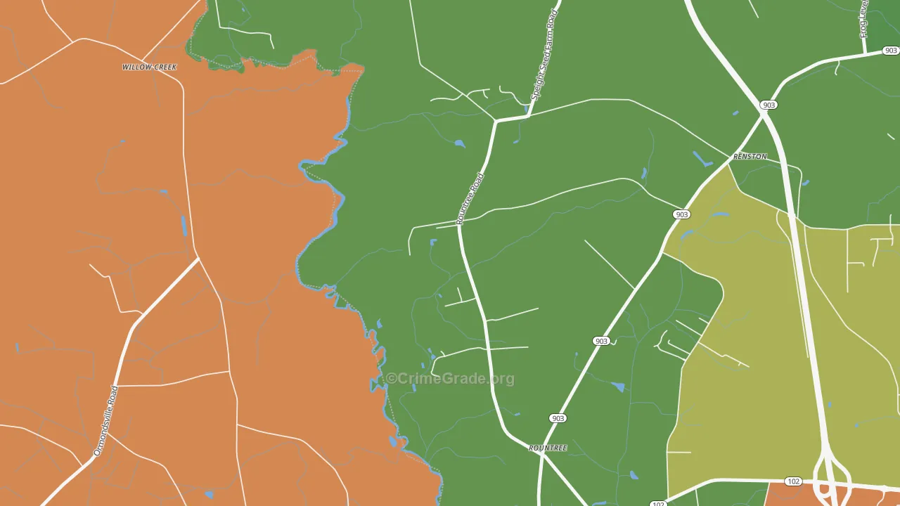 Rountree, NC Map of Robbery Rates
