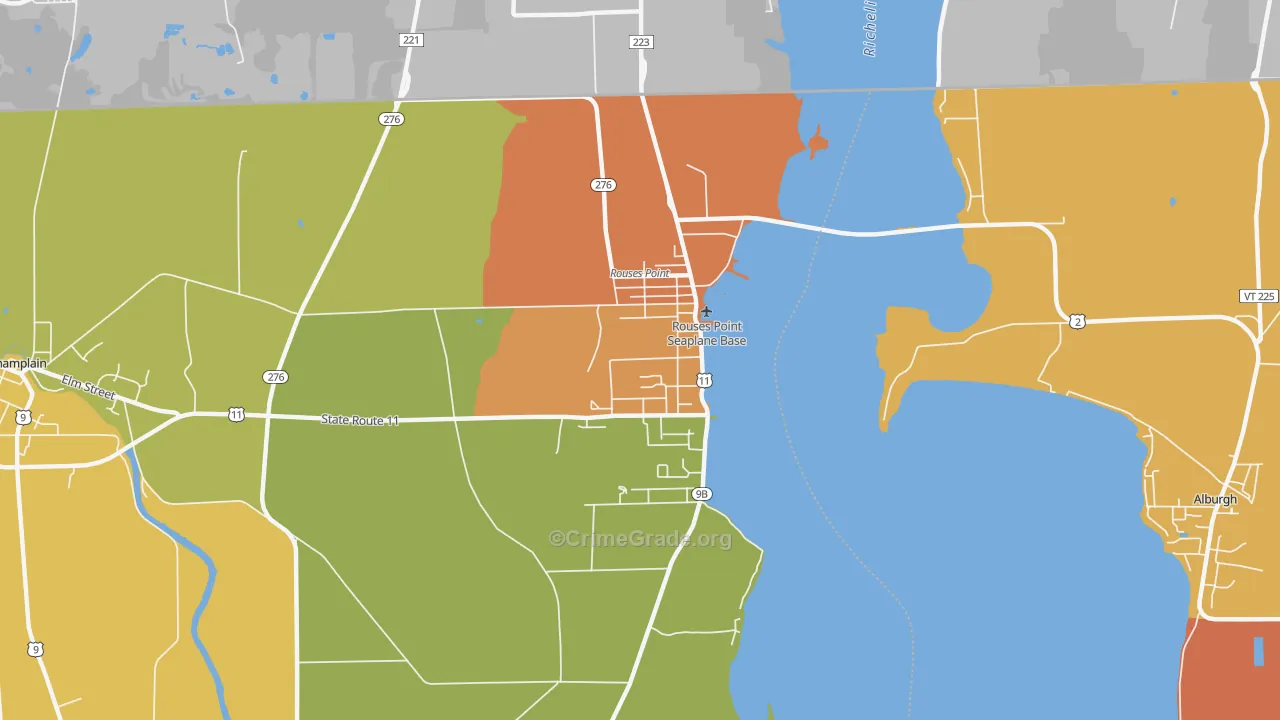Rouses Point, NY Map of Robbery Rates