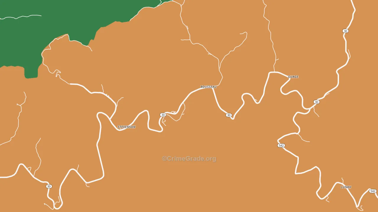 Rousseau, KY Map of Robbery Rates