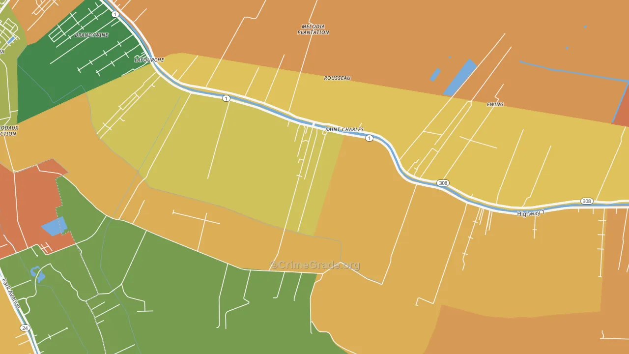 Rousseau, LA Map of Robbery Rates