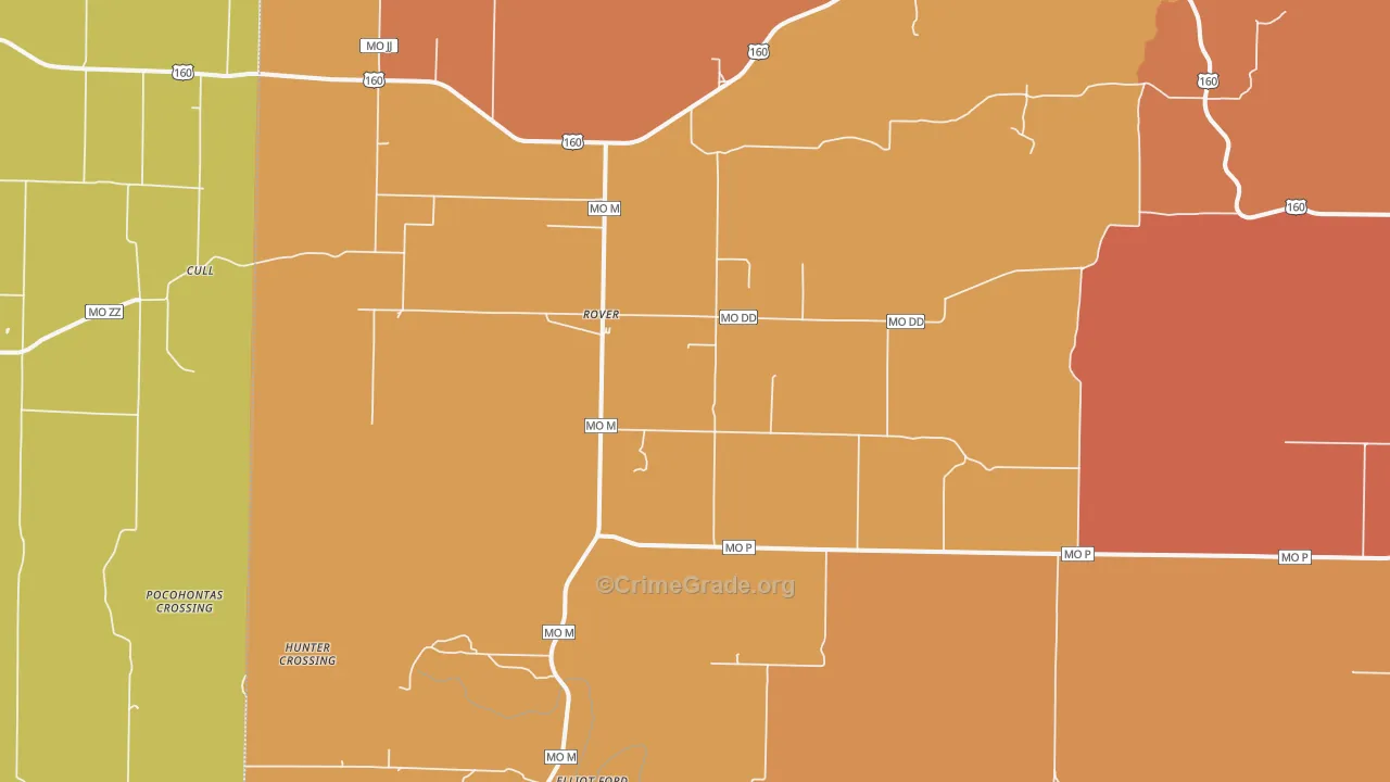 Rover, MO Map of Robbery Rates