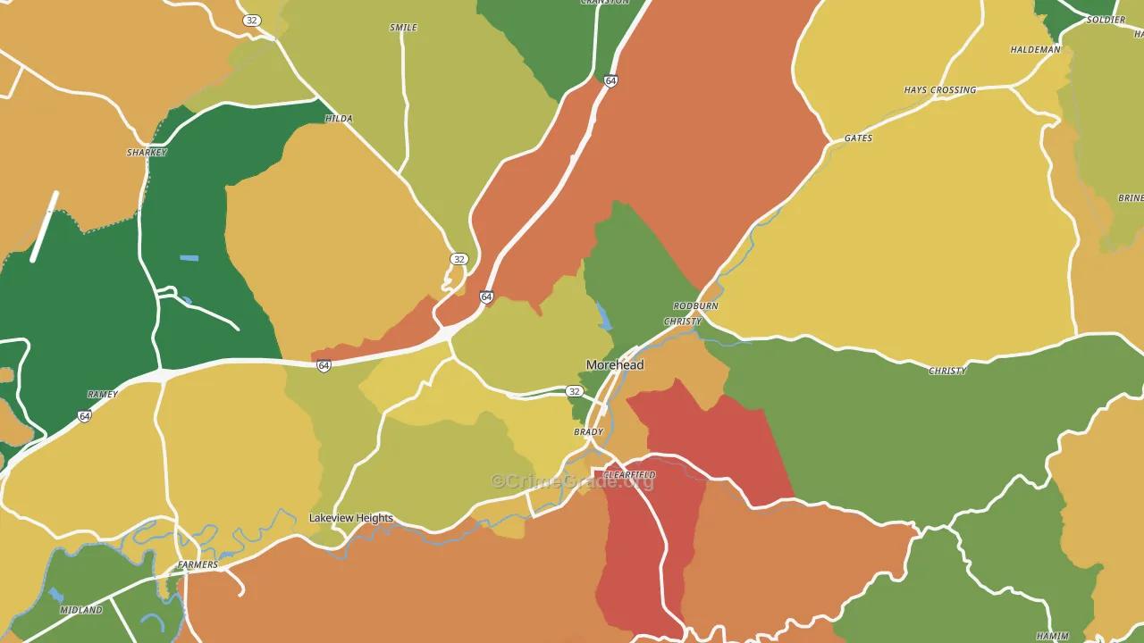 Rowan County, KY Map of Robbery Rates