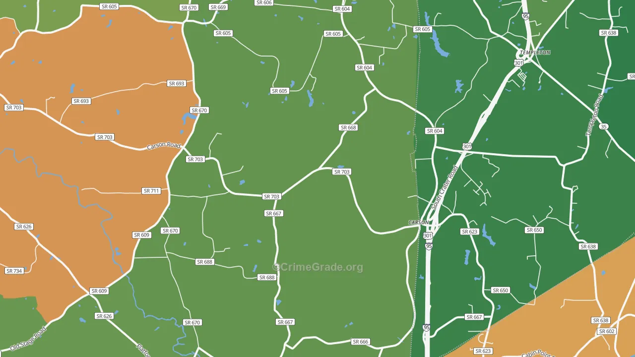 Rowanta, VA Map of Robbery Rates