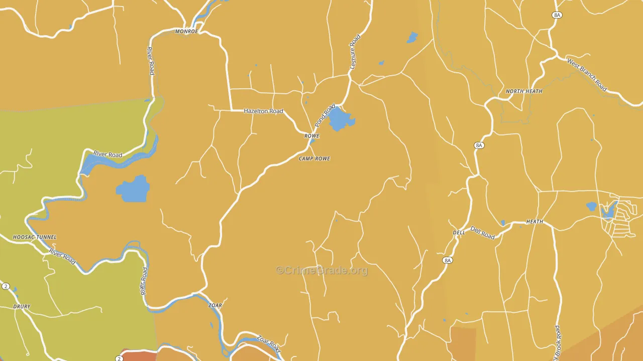 Rowe, MA Map of Robbery Rates