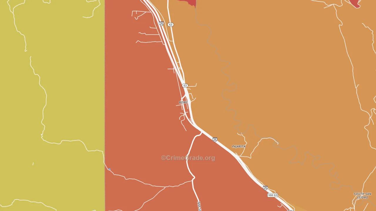 Rowe, NM Map of Robbery Rates